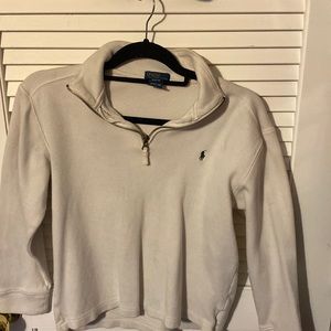 Boys white polo Ralph Lauren zip down sweater